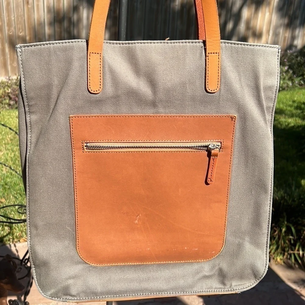 ▶️ Pottery Barn Kids ◀️ Gray Canvas Leather Tote